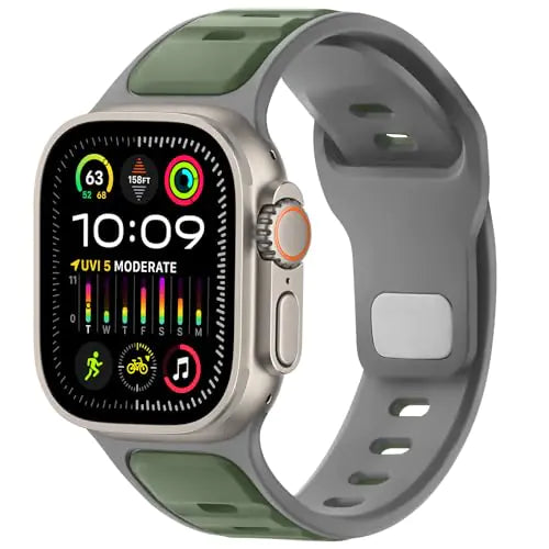 Anlinser Bands Compatible with Apple Watch Band/Apple Watch Ultra 2 Band for Men Women 49mm 46mm 45mm 44mm 42mm Soft Sport Loop Waterproof Strap for iWatch Ultra Series 10/9/8/7-1 SE Light Green